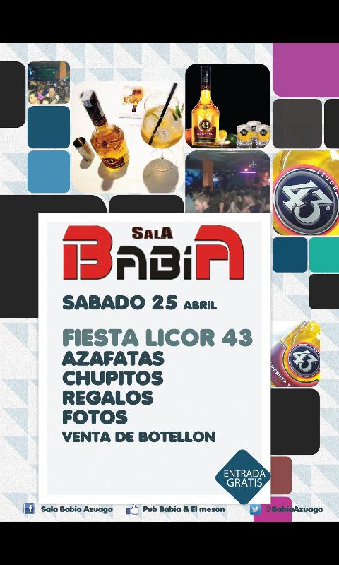BabiaAzuaga's tweet photo. SALA BABIA!!! SABADO 24!!

FIESTA LICOR 43

AZAFATAS
REGALOS
CHUPITOS
FOTOS
VENTA DE BOTELLON

Y MUCHAS SORPRESAS MAS http://t.co/87Im6O6Ctn