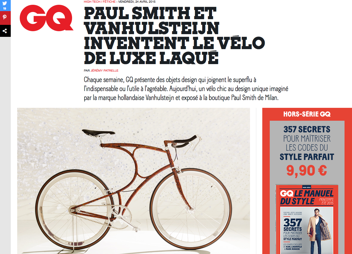 JPatrelle's tweet photo. Le vélo laqué par @PaulSmithDesign et @Vanhulsteijn pédale sur  @GQ_France  http://t.co/58D6N0q6q6 http://t.co/SJAoxdYxtj