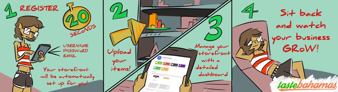 1, 2, 3, 4 - Quick and easy steps to becoming a seller on <a href="/tastebahamas/">TasteBahamas</a> - And it's completely FREE! #foodies