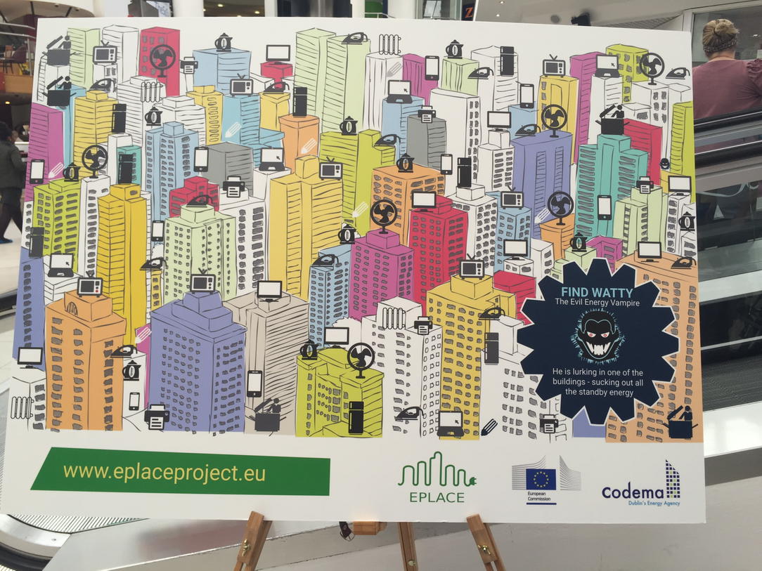 EPLACEProject's tweet photo. Find Watty, our evil #energyvampire at our stand @TheSqTallaght #ecoweek @sdublincoco @CodemaDublin http://t.co/DRMXaXHnSM