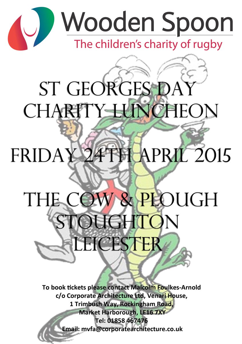 KPWArchitects's tweet photo. 1/2 It's the St George's Day Wooden Spoon Charity Luncheon today with @VentolaLighting @WDMidlands @McCarthyStone http://t.co/2cFRtNSvsH
