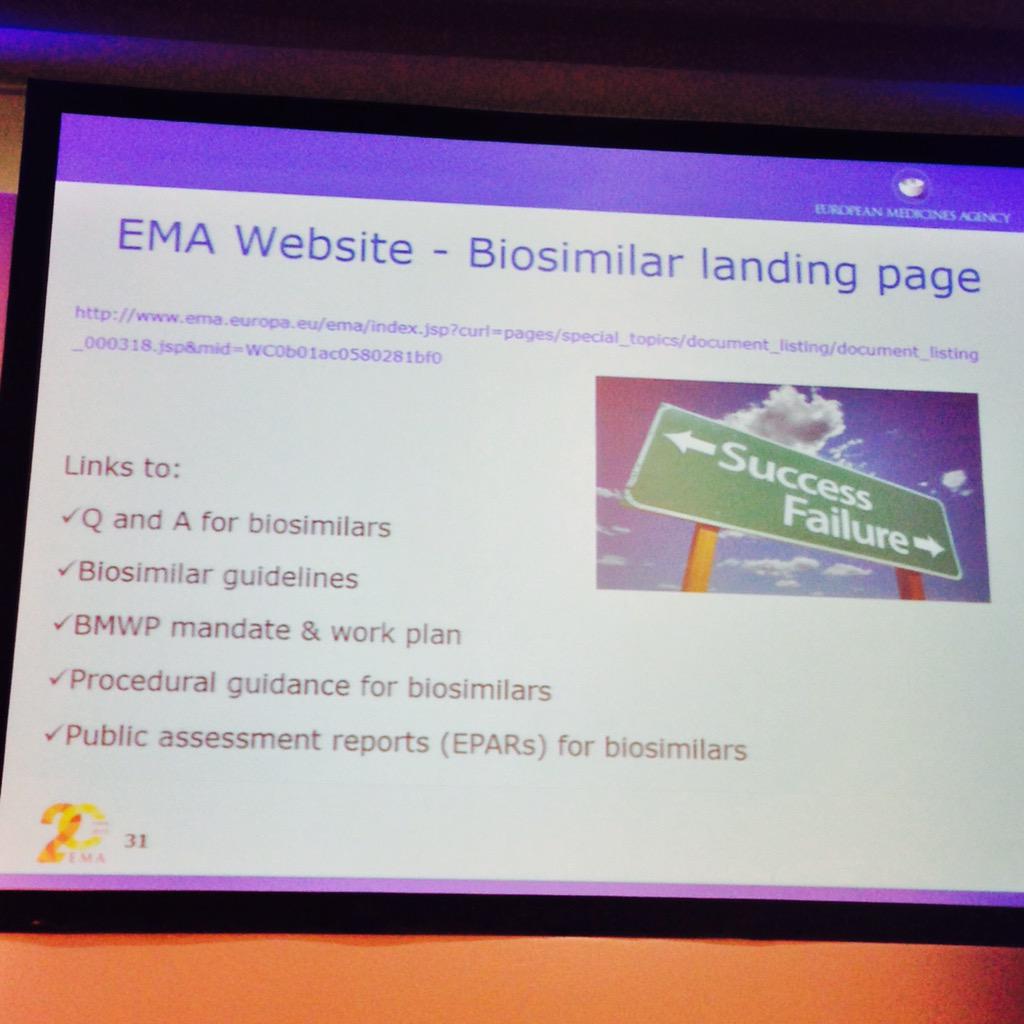biosimilarsEU's tweet photo. We invite you to visit the @EMA_News #biosimilars landing page http://t.co/3QVqwTlphi #EBGBIOS15 #information #news http://t.co/THZkDuaG9y