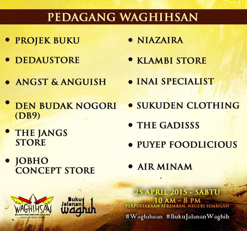 BukuJalananPD's tweet photo. teruja tak dgn PenglipurLara dan Pedagang #Waghihsan nanti?! haa ayuh dtg! boleh berkenalan dgn Penanggah skali! eh! http://t.co/RUWCbmRwmP