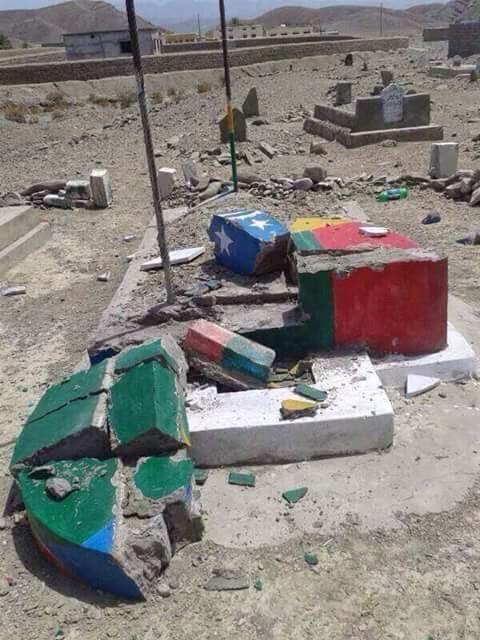 SherM_BRP's tweet photo. The forces of so-called islamic state Pakistan are afraid of the graves of Baloch martyrs. Shame on them #Balochistan http://t.co/Mkkkf9kVIK