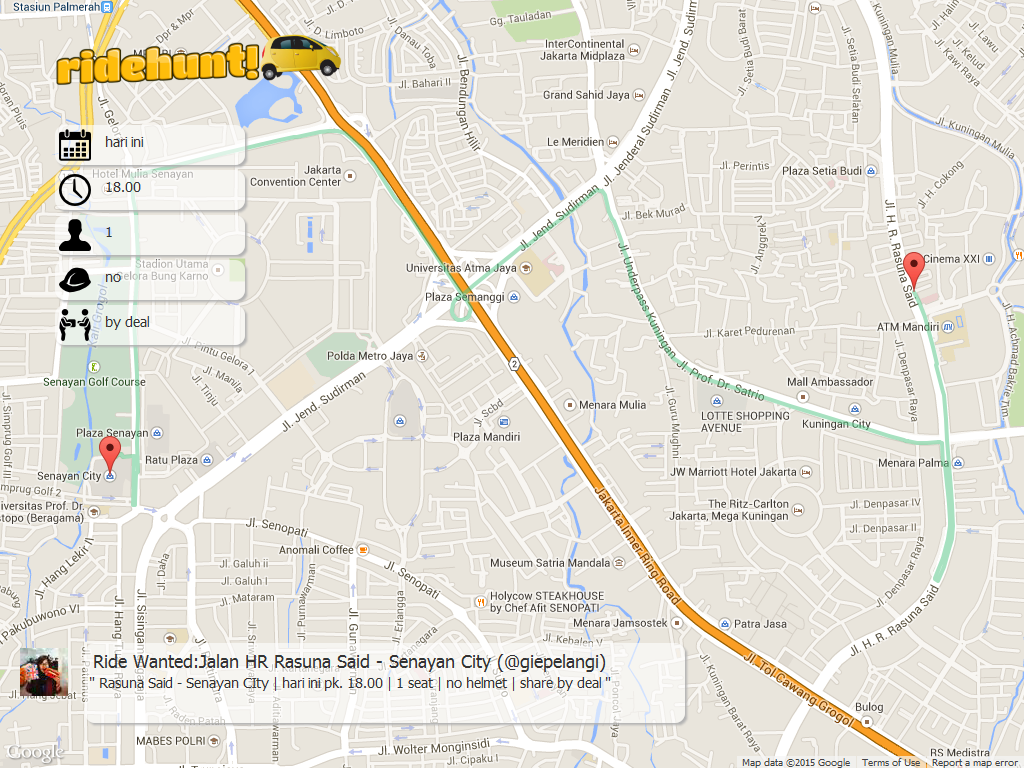 RideHunt's tweet image. Ride Wanted dari @giepelangi