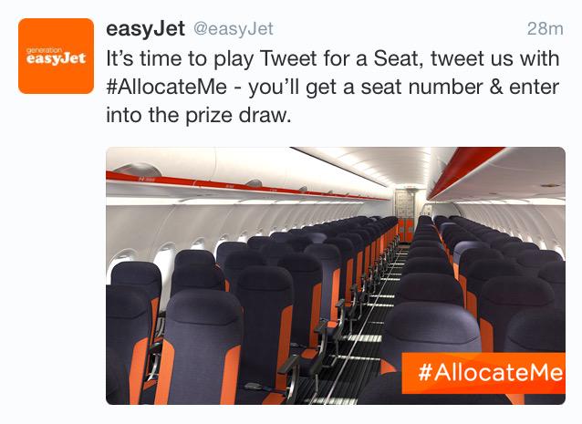 PromohHQ's tweet photo. Fun #twitter #campaign by @easyJet with their #AllocateMe prize draw to win free flights going on today http://t.co/ubiTSKDsPL