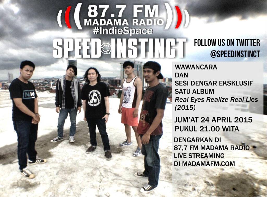 Yo comrades! \m/"<a href="/madamaradio/">87.7 FM Madama Radio</a>: Malam ini di #IndieSpace ! <a href="/SpeedInstinct/">Speed Instinct</a> "