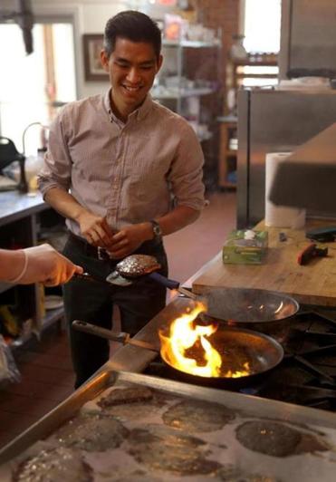 BostonGlobe's tweet photo. Adrian Wong gave up his six figures salary for a $9-an-hour gig at Chipotle.  http://t.co/g1uLJOOHb2 http://t.co/1RQuyKPzLZ