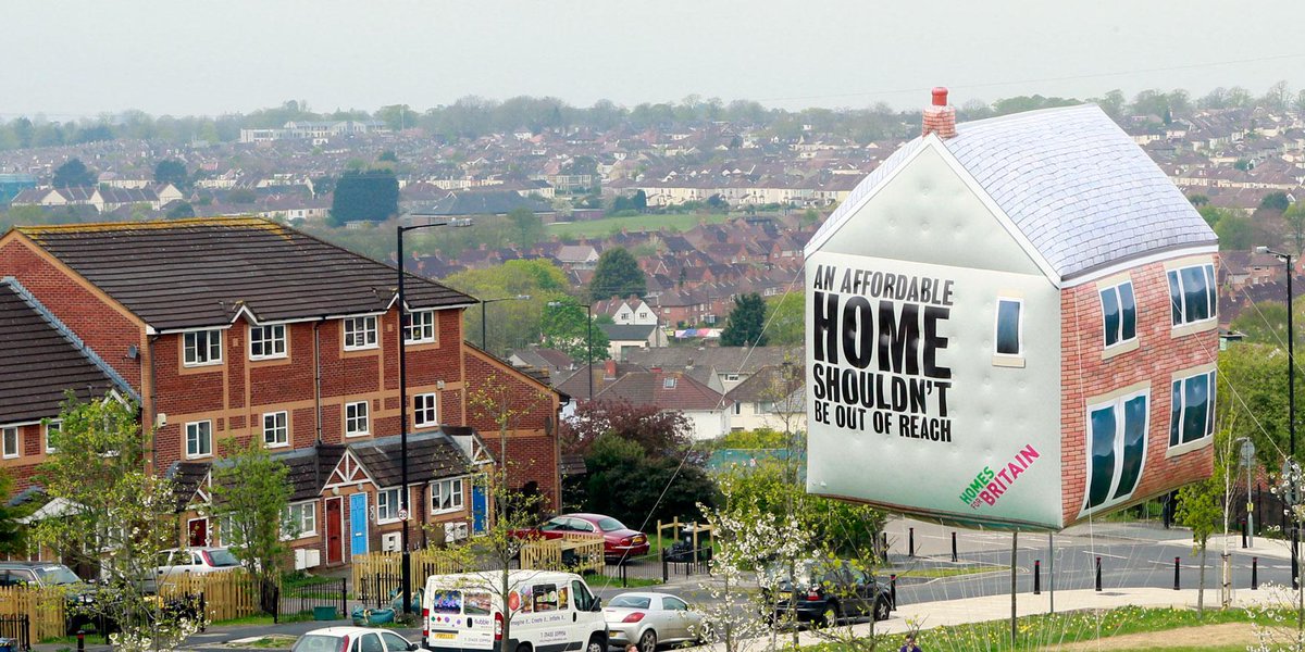 “<a href="/HomesforBritain/">Homes for Britain</a>: The #homesforbritain house is inflated and flying over Bristol! ” fine day to film a flying house