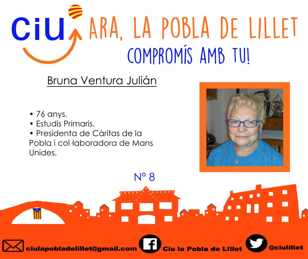 ciulillet's tweet photo. Us presentem a la Bruna Ventura! La numero 8 de la llista! I tambe te un #compromisambtu #araLaPobladeLillet http://t.co/qY9kimoh3Y