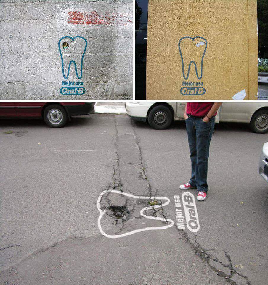 GodSaveTheMktg's tweet photo. Geniale @OralB! Sfrutta buchi nella città per simulare carie dentali. #marketing #GuerrillaMarketing @CiaoRetweet http://t.co/6d1OmVldmg