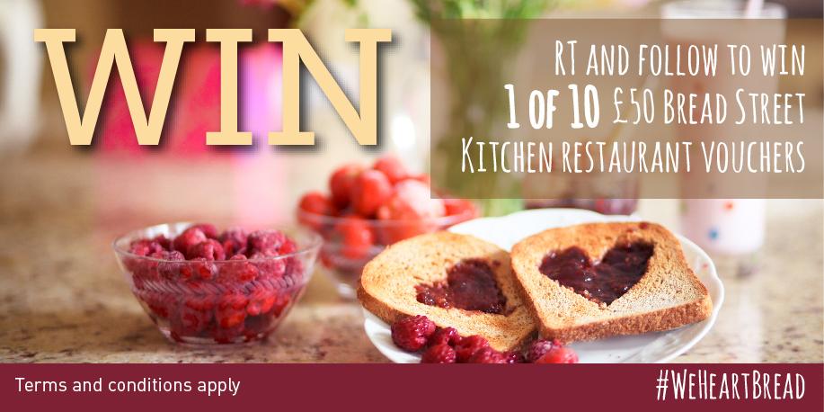 WeHeartBread's tweet photo. RT & follow to enter our #WeHeartBread #comp. You could win a ยฃ50 @breadstkitchen voucher! http://t.co/BFdOMjinXG http://t.co/0Vg46U6eYB