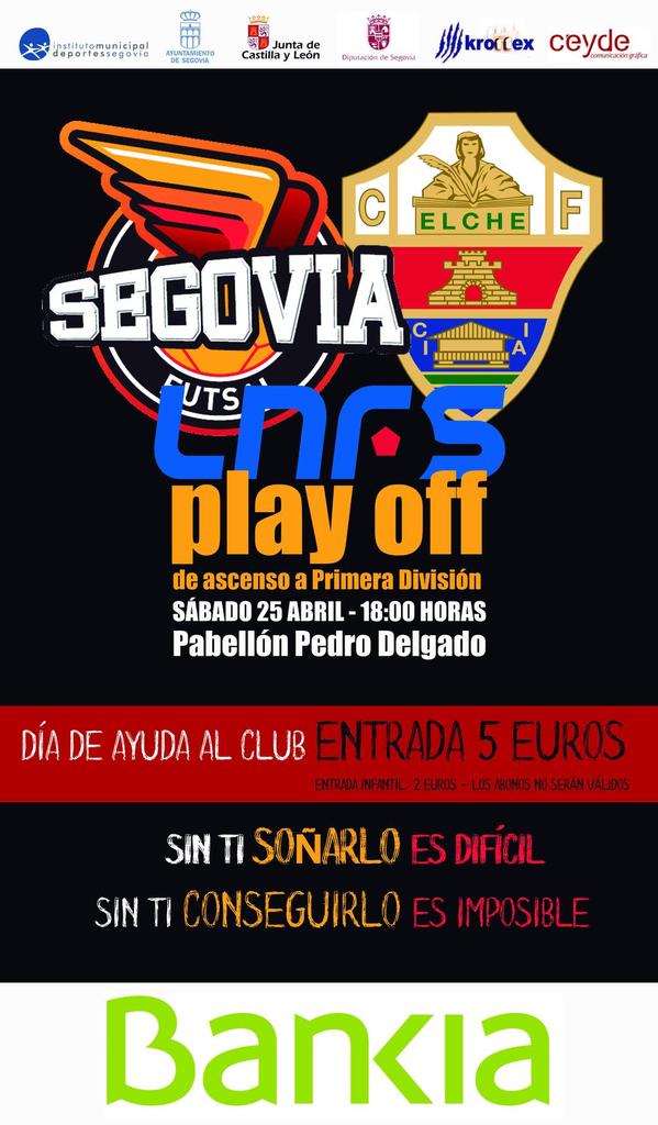 SegoviaFutsal's tweet photo. Necesitamos tu sonido, Segovia! Hay que hacer q el primer partido cuente! #SubeSegovia #VOLVEMOS #SegoviaEsDePlayOff http://t.co/C4WnXFp7Qa