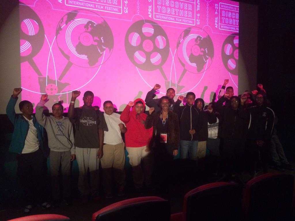 MrsMAQuiroz's tweet photo. Honoring Project & New Lens students of SPPS show black panther pride w/ filmmaker Laurens Grant #MSPIFF2015 http://t.co/QiSYVqYoEx