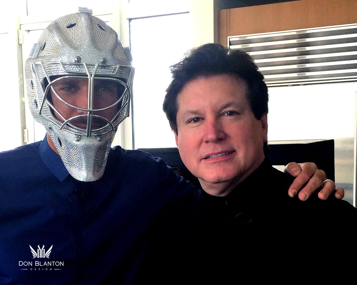 DonBlantonDsgn's tweet photo. @HLundqvist30 &amp; I posing with the #LundqvistCrystalMask final auction 2 days away @steinersports for @HLundqvistFDN http://t.co/SFkrz2Q4x0
