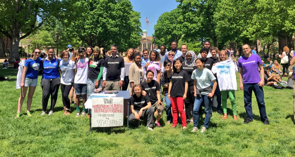 LopezABC11's tweet photo. Taking photos and writing messages, #UNC protestor hope to spread the message to rename Saunders Hall. #HurstonHall http://t.co/2OzucX2gBu