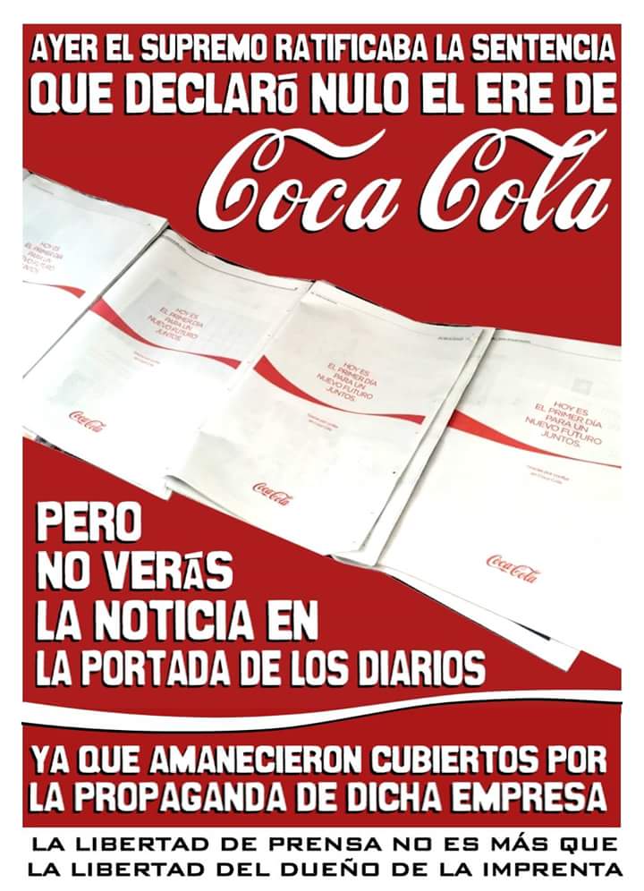 Nosmatanatodos's tweet photo. #CocaColaNoAcataSupremo
#RufartYDaurellaCarcel por vulnerar derechos fundamentales d huelga @consumidores http://t.co/uaC4q793rp