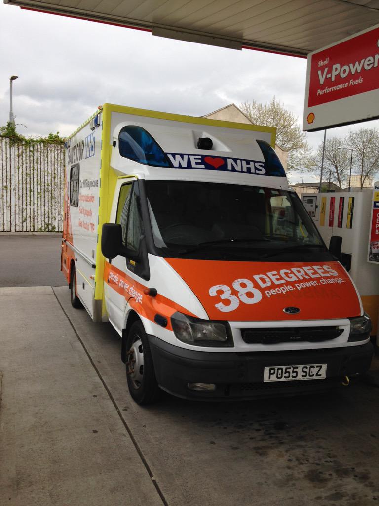 Fuelling up for my one-van campaign to #SaveOurNHS.  Looking forward to seeing <a href="/38_degrees/">38 Degrees</a> members in Lancaster.
