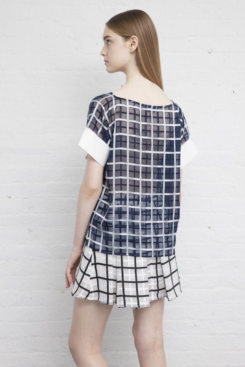 weareselecters's tweet image. #Fridayloves #womenswear Blue Sheer Plaid Top by @MandarinGeneral available in WAS Stores goo.gl/f5Bysx