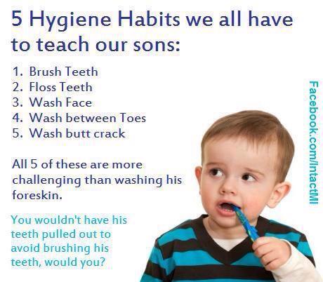 Male foreskins are easy to clean. Boys - wash what you see; men - retract, rinse, replace. #i2