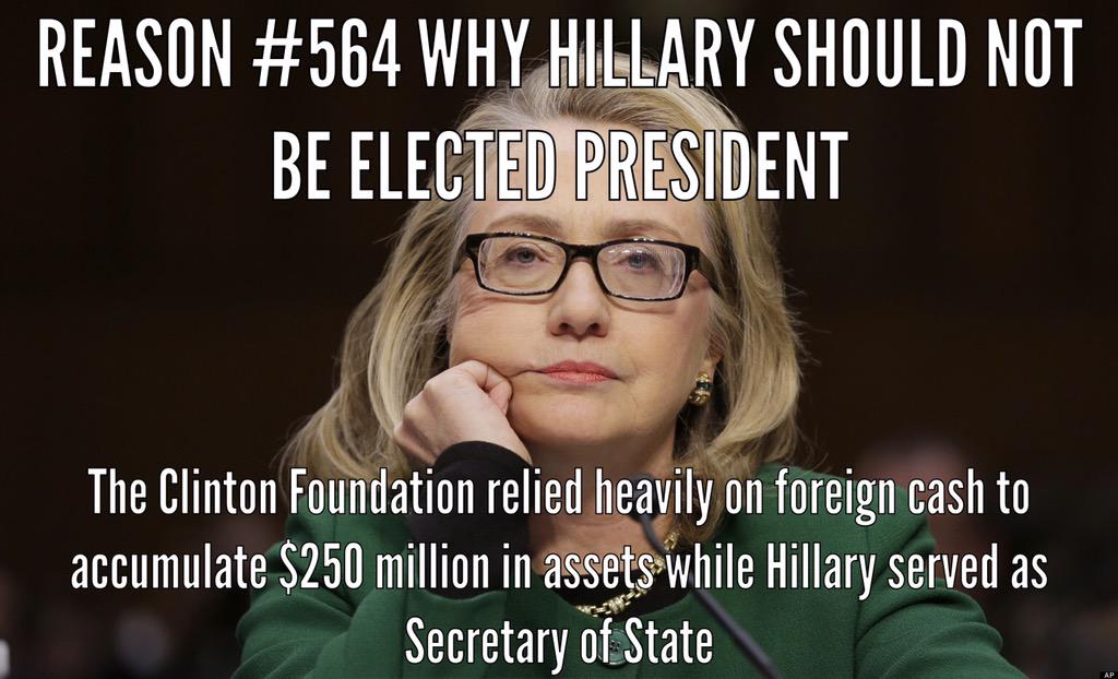 576reasonswhy's tweet photo. Reason #564 Why #Hillary2016 should not be elected President @scottienhughes http://t.co/wiKgPTNs89
