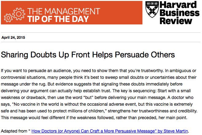 HarvardBiz's tweet image. Today's management tip: one way to build trust with your audience