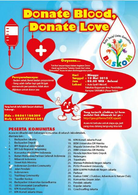 official_BPJ's tweet photo. Aksi sosial Donor Darah lintas komunitas seJabodetabek
@travelnatic @KaskusOANC @backpackerUG @pendakigalau http://t.co/Lc2bS5am4q
