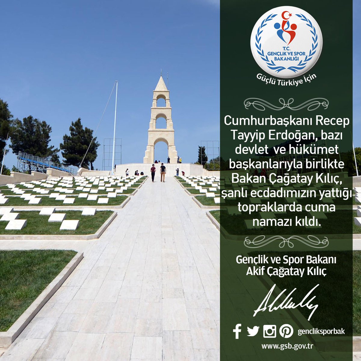 gencliksporbak's tweet photo. Çanakkale Savaşı'nın 100. Yıl dönümünde Şanlı ecdadımızın yattığı topraklarda Cuma namazı kılındı. http://t.co/1HFtRsV6wW