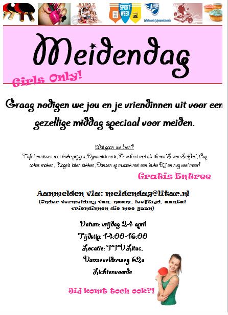 tafeltennis's tweet photo. Ludieke Meidendag @ttvlitac zeer geslaagd! Maar liefst 80 meisjes namen deel aan het evenement. @Sportpromotie #NSW15 http://t.co/SGDlotQuJG