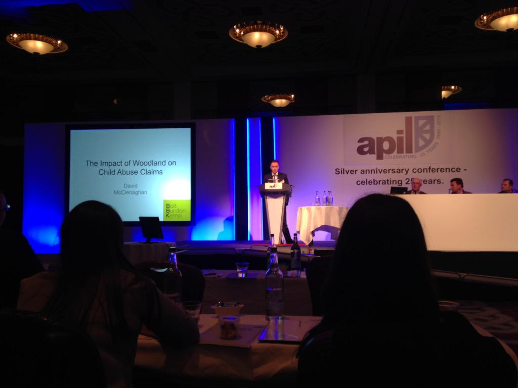 Ben_Pepper's tweet photo. @abuselawyer of @BoltBurdonKemp provided an interesting update on the impact of Woodland on child abuse #APIL2015 http://t.co/96ljoQpfTL