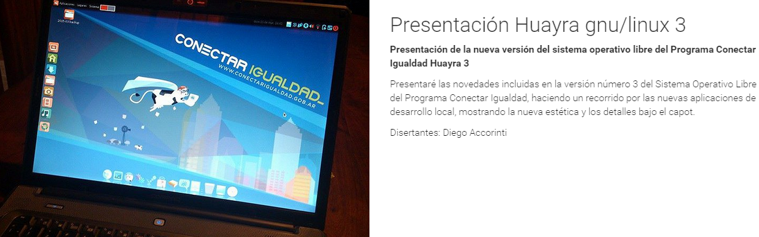 GNUtnSL's tweet photo. ~Presentación oficial de Huayra GNU/Linux 3 en el #FLISOL2015 @ComunidadHuayra  @FlisolCABA http://t.co/ZYURNklrtV http://t.co/sXHb4Bjlva
