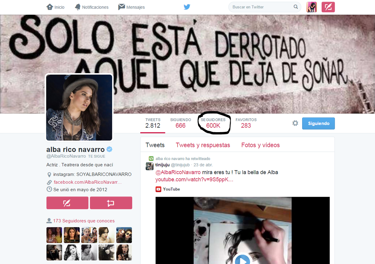 facuxalbaxlodo's tweet photo. ¡Mira! Enhorabuena mi vida ya llegaste a los 600K follows¿Una nueva entrada de MBSyde o una #AlbaCam para celebrarlo? http://t.co/30YwtB7cRt
