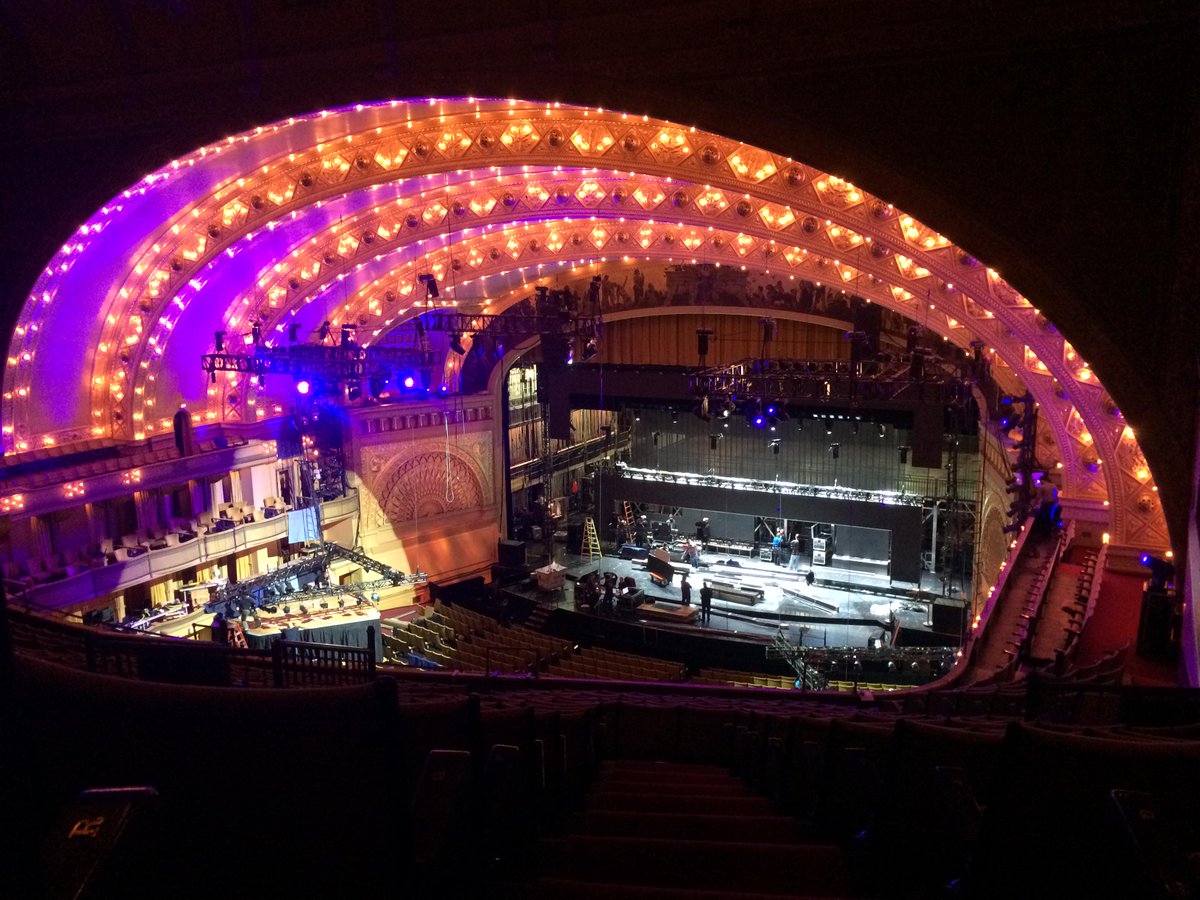 Gettin' fancy! Our theatre glowing w/ the special @nfl prep for live broadcast of #NFLDraft! #Aud125 #NFLDraft2015