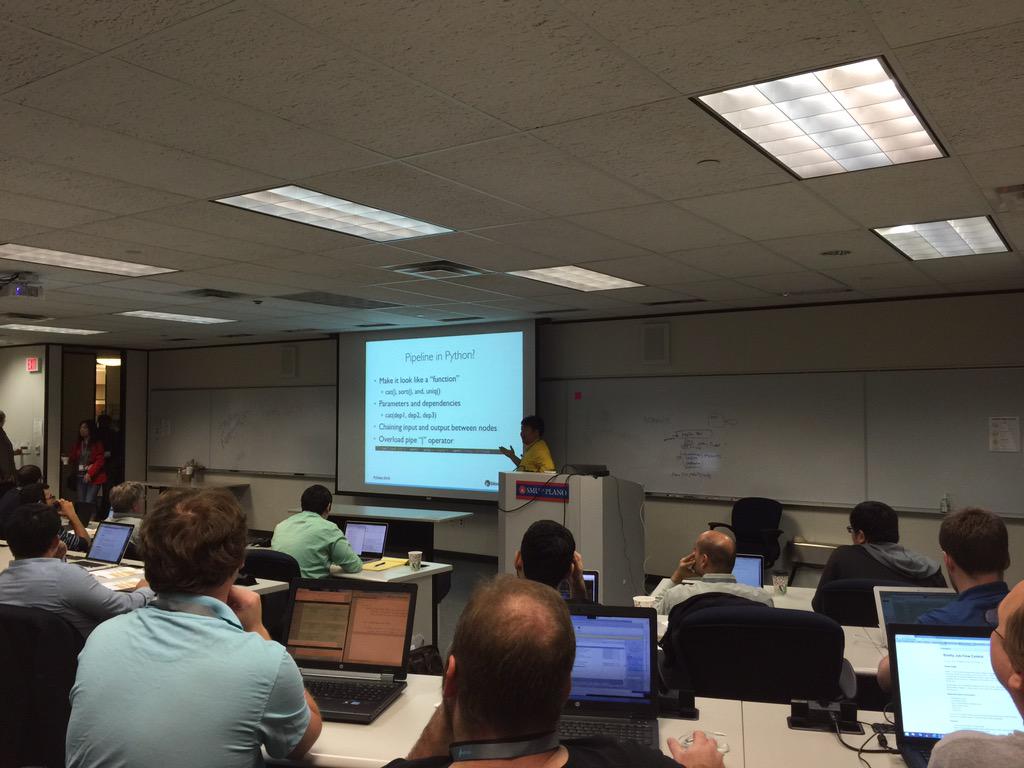 First day of #PyData Plano...err Dallas. @bloomreach tutorial on how we execute our data pipelines with Briefly. http://t.co/MuoR8dZwlz