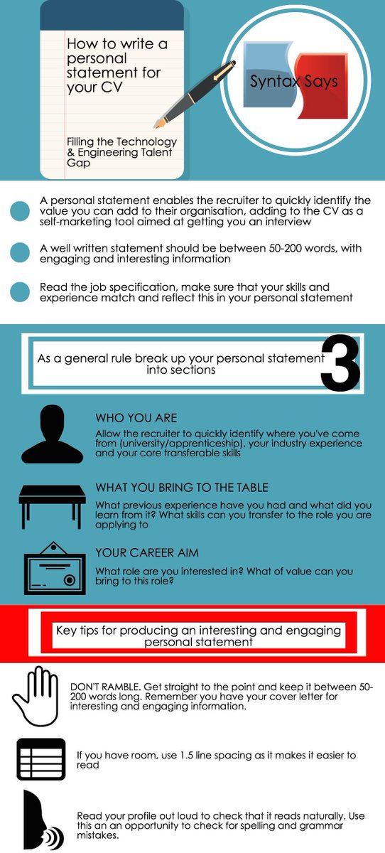 __syntax__'s tweet image. One more #SyntaxSays before the weekend: How to write a personal statement for your CV...