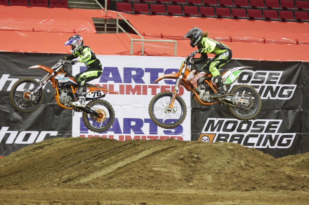 Alquist and Steinke testing out the rhythm section during press ride in Fresno! #AMSOILAX