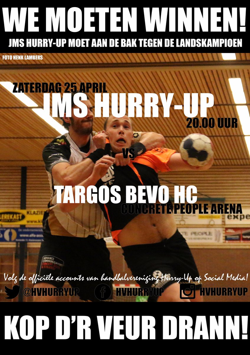 Morgen 20.00 uur: JMS Hurry-Up - <a href="/bevohandbal/">HUMBY BEVO HC</a>! #kopdrveurdrann!