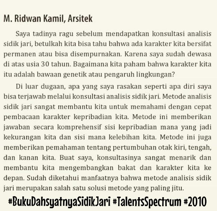 fingerindang's tweet photo. Jadi teringat kata beliau pd thn 2010 sblm mjd Walikota Bandung melalui Buku #DahsyatnyaSidikJari #TalentsSpectrum http://t.co/mNJvyEel0r