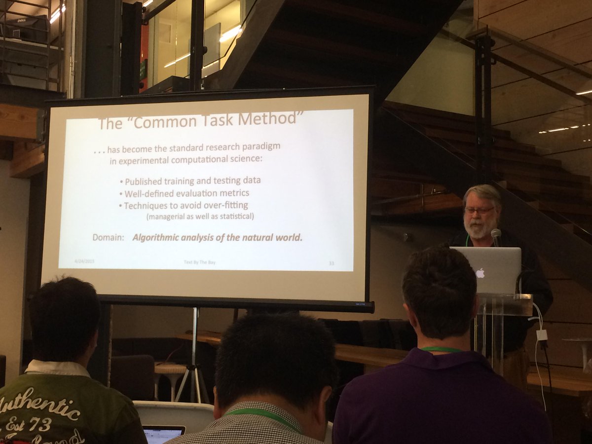 dmurga's tweet image. Common tasks brought #NLProc here, don&apos;t lose &apos;em @mark_liberman #TextByTheBay (cf, #acl14nlp Pres on robust results)