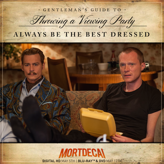 PartTimeRogue's tweet image. Get prepared for your Mortdecai viewing party. Mortdecai on Digital HD 5/5 and Blu-Ray 5/12. mortdecaimovie.com