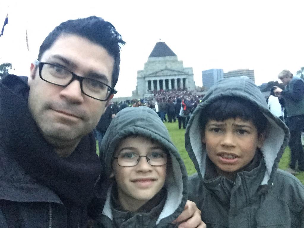 #AnzacDay coming home after Anzac 100 in Melbourne with the boys.