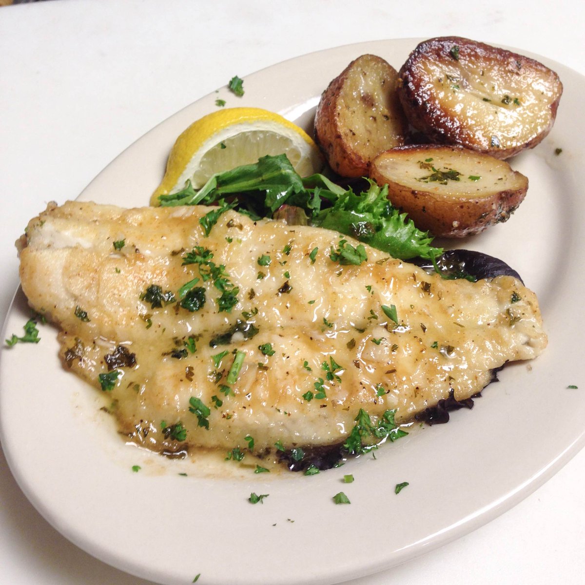 FerndaleRW's tweet photo. Try the Pan Fried Sole Meuniere at @HowesBayou! The dish is paired with roasted potatoes. #DFRW #foodies #Ferndale http://t.co/TKhODxde6j