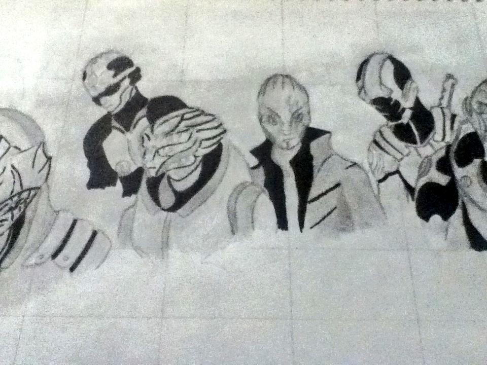 ShadowRed_'s tweet image. Gave my friend $20 to draw some mass effect....20 minutes later he gave me this.