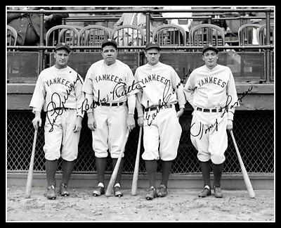 Lou Gehrig Joe Dimaggio Dickey Lazzeri Autographed Repro Photo 11X14 Yankees 
