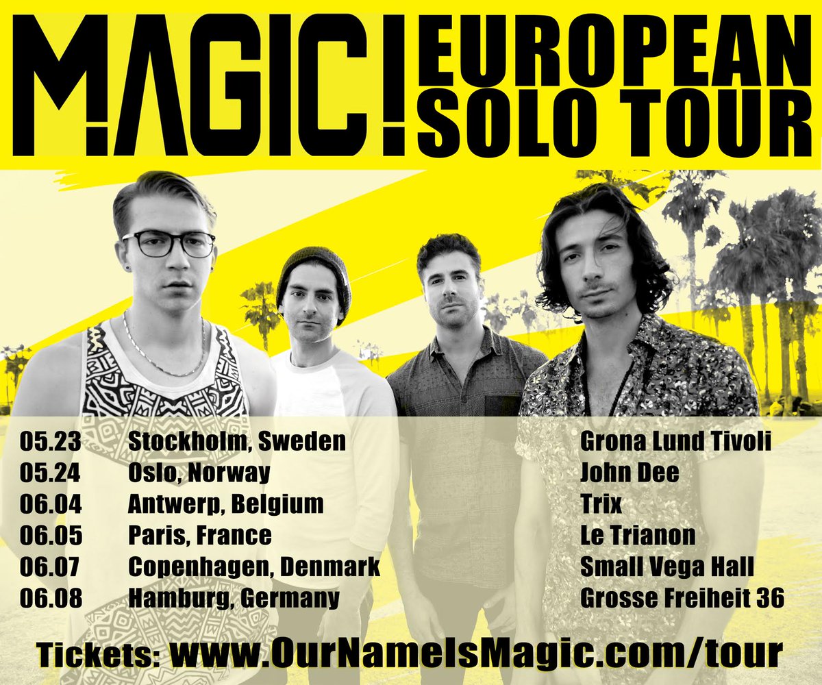 ournameisMAGIC's tweet image. 1 month til we kick off our Euro solo tour! The countdown begins…
Tix: ournameismagic.com/tour #NoWayNo #MagicOnTour