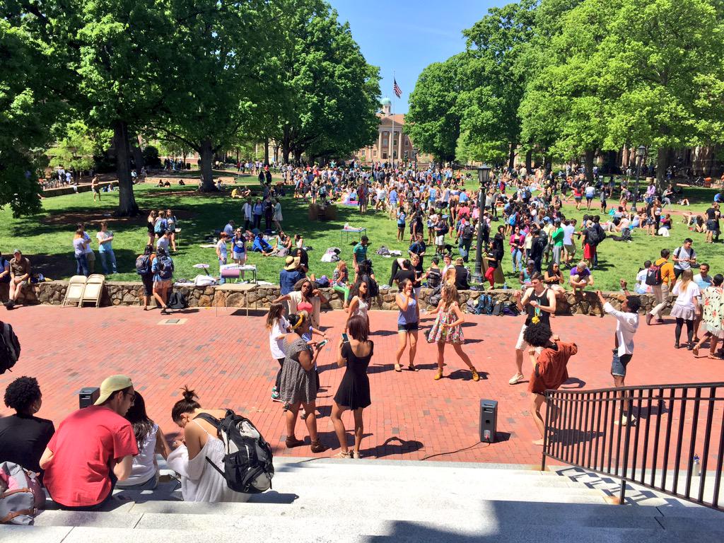 LopezABC11's tweet photo. #UNC's quad littered with students for #LDOC, the portion closest to the steps in protest #abc11eyewitness http://t.co/Ypm3c0jLSz