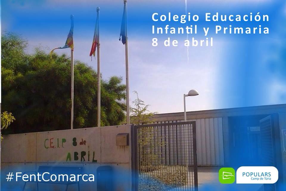 PP_CampDeTuria's tweet photo. Construcción del Colegio de educación infantil y primaria 8 de abril. #OrgullPPCV #FentComarca http://t.co/NOi5e6dYIB