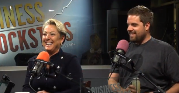 bizbuzzin's tweet photo. #SharkTank and #UndercoverBoss guests on @bizrockstars - @DinaDwyerOwens and @NateHolzapfel talk #valuesinbusiness http://t.co/lQu15yYvhu