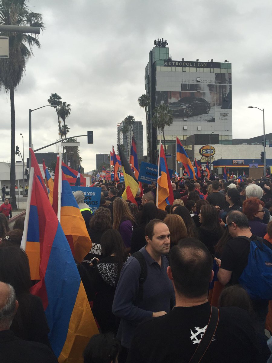 USCPolitics's tweet image. MT @USCShoahFdn: Colleague Hrag who indexed #ArmenianGenocide testimonies shares pictures from #MarchforJustice in LA