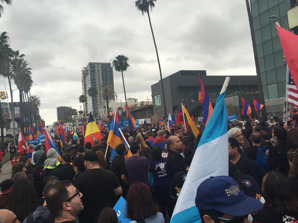 USCPolitics's tweet image. MT @USCShoahFdn: Colleague Hrag who indexed #ArmenianGenocide testimonies shares pictures from #MarchforJustice in LA